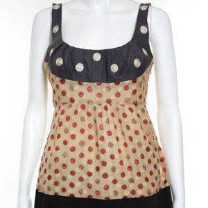 Tocca Polka Dot Sleeveless Pleated Top Sz. 6